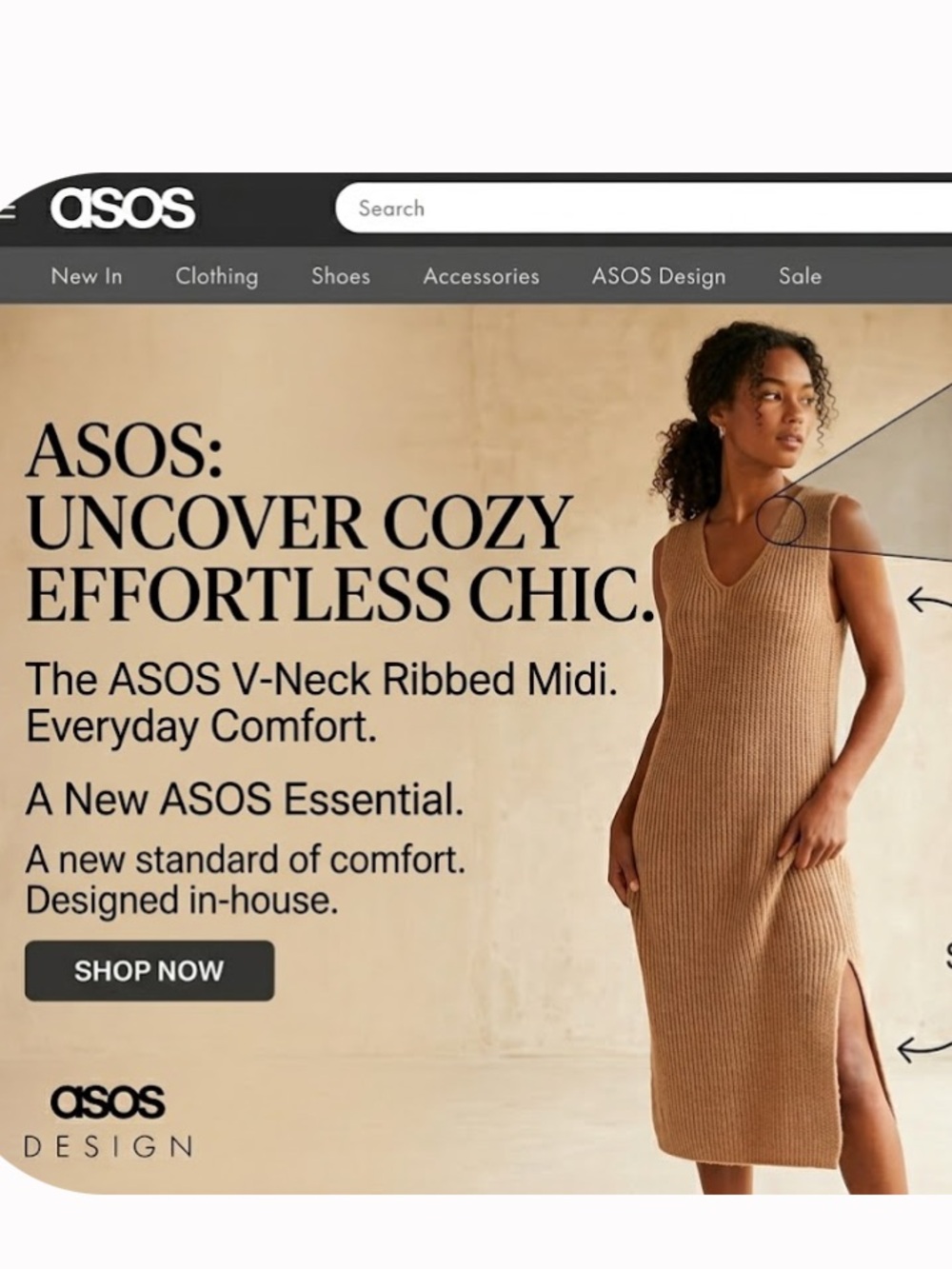 ASOS “Only” V-Neck Split-Hem Sweater Dress